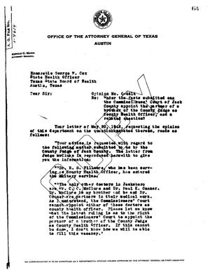 Primary view of object titled 'Texas Attorney General Opinion: O-4614'.