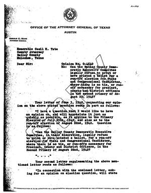 Primary view of object titled 'Texas Attorney General Opinion: O-4640'.