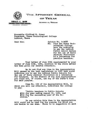 Primary view of object titled 'Texas Attorney General Opinion: O-4688'.