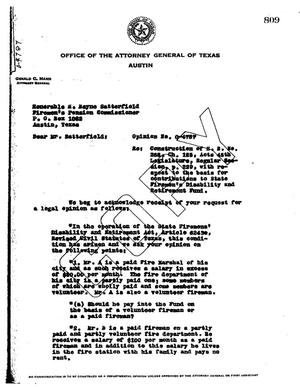 Primary view of object titled 'Texas Attorney General Opinion: O-4787'.