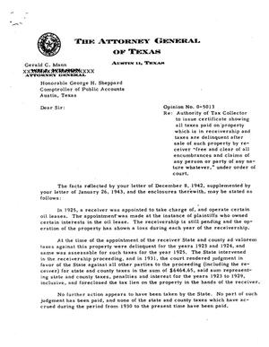 Texas Attorney General Opinion: O-5013