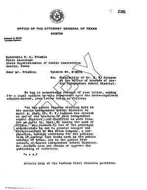 Primary view of object titled 'Texas Attorney General Opinion: O-5231'.