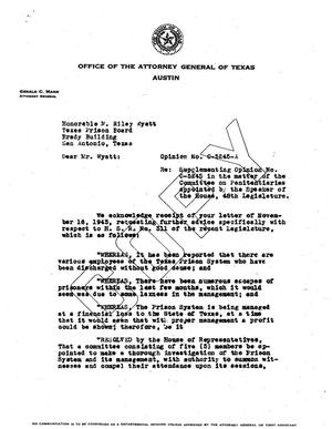 Primary view of object titled 'Texas Attorney General Opinion: O-5245A'.