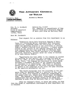 Primary view of object titled 'Texas Attorney General Opinion: O-5247'.