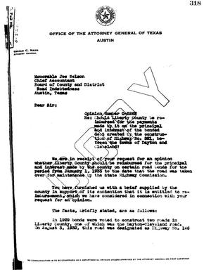 Primary view of object titled 'Texas Attorney General Opinion: O-5262'.