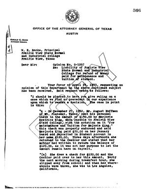 Primary view of object titled 'Texas Attorney General Opinion: O-5267'.