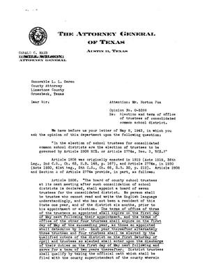 Primary view of object titled 'Texas Attorney General Opinion: O-5288'.