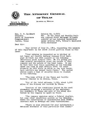 Texas Attorney General Opinion: O-5473