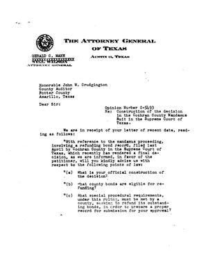 Primary view of object titled 'Texas Attorney General Opinion: O-5493'.