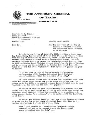 Primary view of object titled 'Texas Attorney General Opinion: O-5552'.
