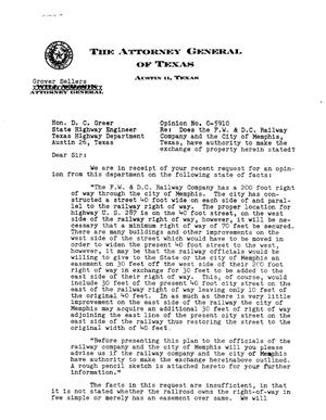 Primary view of object titled 'Texas Attorney General Opinion: O-5910'.