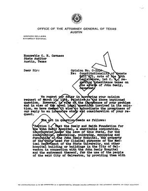 Primary view of Texas Attorney General Opinion: O-5930