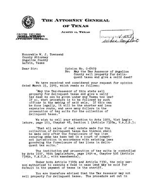 Primary view of object titled 'Texas Attorney General Opinion: O-6479'.
