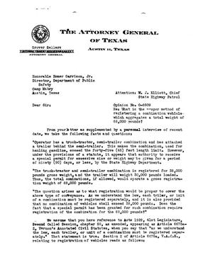 Primary view of object titled 'Texas Attorney General Opinion: O-6509'.