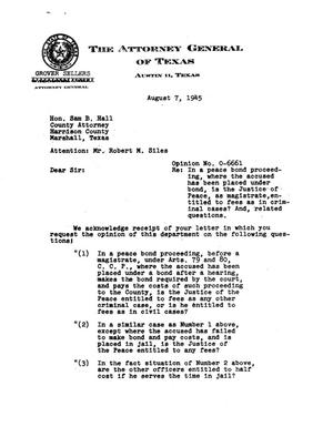 Primary view of object titled 'Texas Attorney General Opinion: O-6661'.