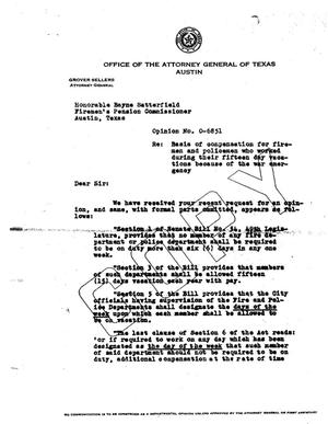 Primary view of object titled 'Texas Attorney General Opinion: O-6851'.
