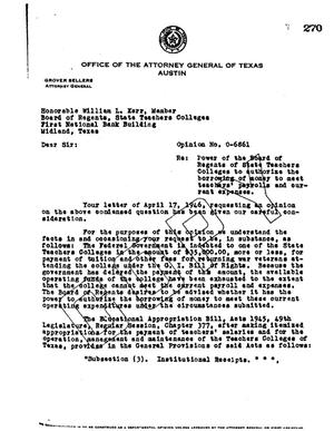 Texas Attorney General Opinion: O-6861