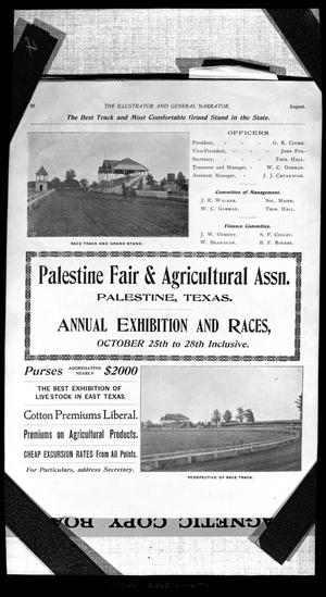 Primary view of object titled '[Ad for the Palestine Fair & Agriculture Association - Palestine]'.