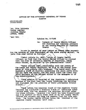 Primary view of object titled 'Texas Attorney General Opinion: O-7165'.