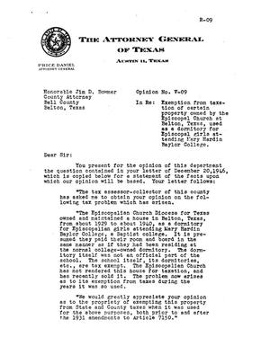 Texas Attorney General Opinion: V-09
