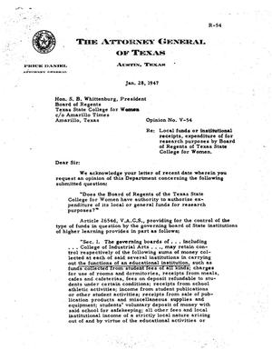 Texas Attorney General Opinion: V-54