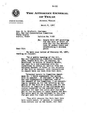 Texas Attorney General Opinion: V-62
