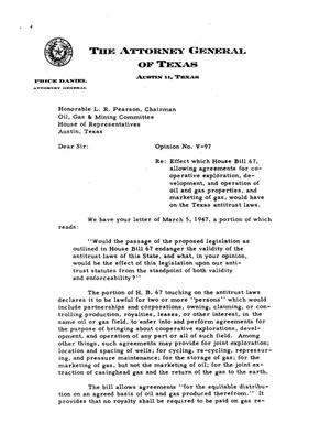 Texas Attorney General Opinion: V-97