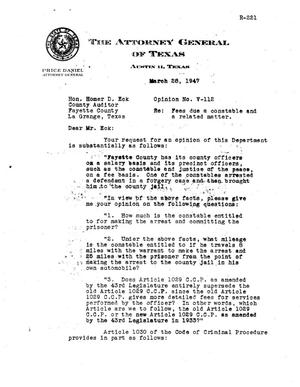 Primary view of object titled 'Texas Attorney General Opinion: V-112'.