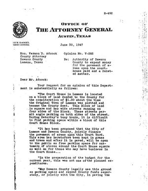 Primary view of object titled 'Texas Attorney General Opinion: V-282'.