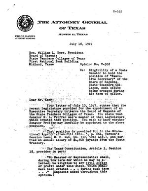 Texas Attorney General Opinion: V-308