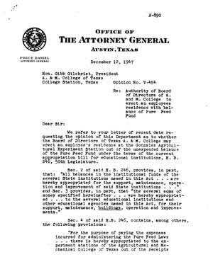 Texas Attorney General Opinion: V-454