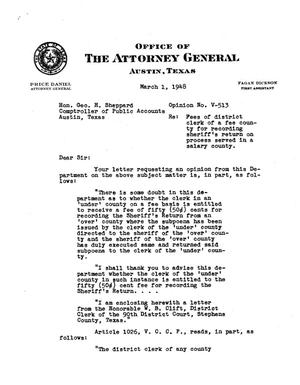 Texas Attorney General Opinion: V-513