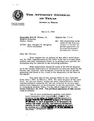 Texas Attorney General Opinion: V-514