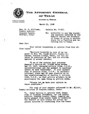 Texas Attorney General Opinion: V-525