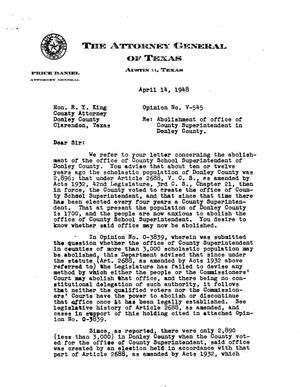 Primary view of object titled 'Texas Attorney General Opinion: V-545'.