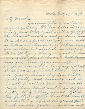 Letter to Cromwell Anson Jones, 17 Februrary 1879