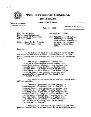 Texas Attorney General Opinion: V-591