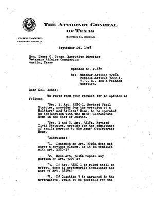 Texas Attorney General Opinion: V-687