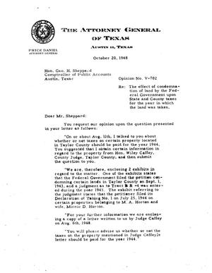 Texas Attorney General Opinion: V-702