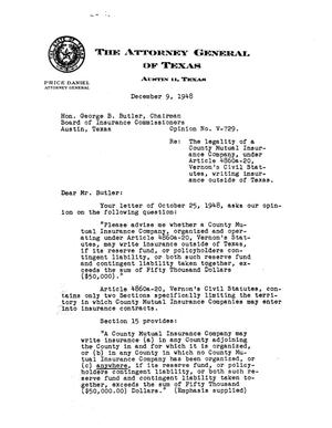 Texas Attorney General Opinion: V-729