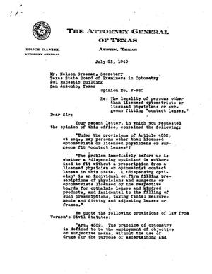 Texas Attorney General Opinion: V-860