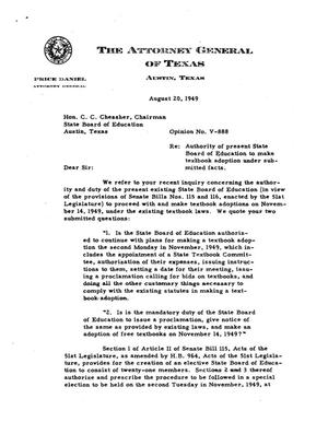 Texas Attorney General Opinion: V-888