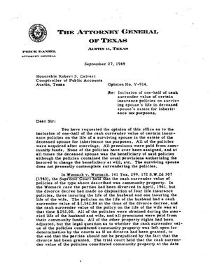Texas Attorney General Opinion: V-914