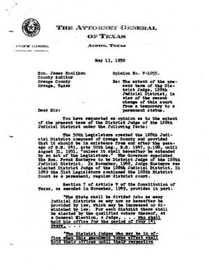 Primary view of object titled 'Texas Attorney General Opinion: V-1055'.