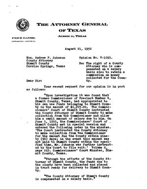 Texas Attorney General Opinion: V-1093