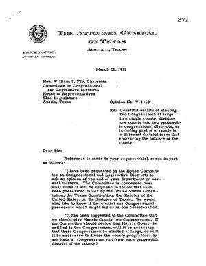 Texas Attorney General Opinion: V-1160