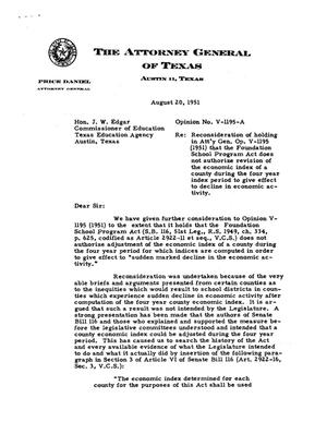 Texas Attorney General Opinion: V-1195A