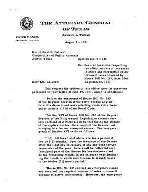 Texas Attorney General Opinion: V-1246