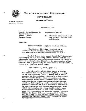 Primary view of object titled 'Texas Attorney General Opinion: V-1260'.