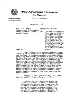 Texas Attorney General Opinion: V-1270